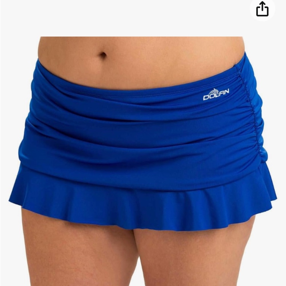 Dolfin ruched swim skirt .  Size XXL. Bright blue